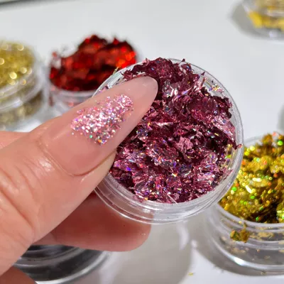 Art Jewelry Gold Foil Fragments, Dırnaq bəzəkləri - laser-powder-1g-canned