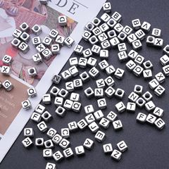 6*6mm古銀色アクリル英語アルファベット方形散珠手作りDIYブレスレットネックレスビーズ材料部品