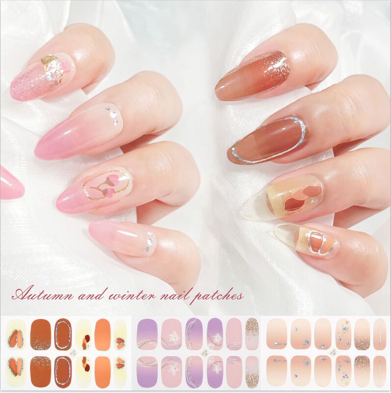 2025 New Translucent Ice Transparent Pink Nail Stickers Waterproof Ultra-Thin Bake-Free Gel Manicure Stickers Full Stickers Wholesale
