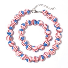 美国国旗 球珠项链套装 USA Flag Bead Necklace NK23440