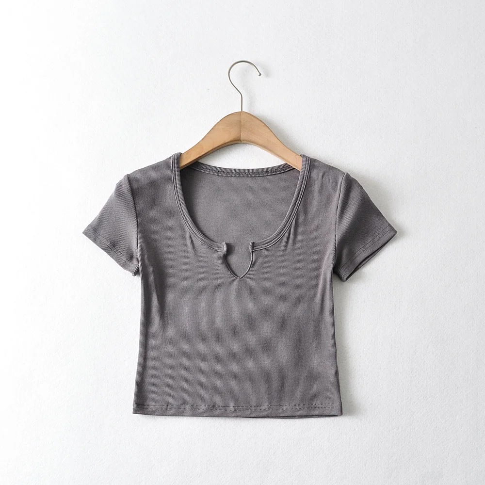 sexy U-neck tight-fitting short-sleeved T-shirt NSHS49220