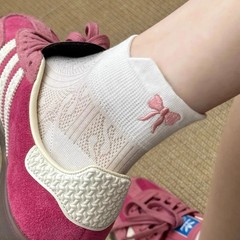 靴下女性のリボンかわいい日本バレエスタイルミッドカーフソックス純綿夏薄いメッシュ白靴下夏
