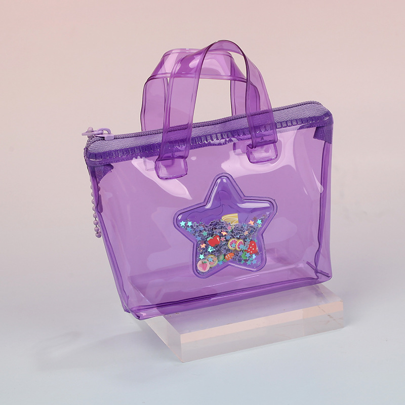 Sweet, Streetwear Style Square Shape Women's Star Solid Color PVC Zipper Coin Purses
