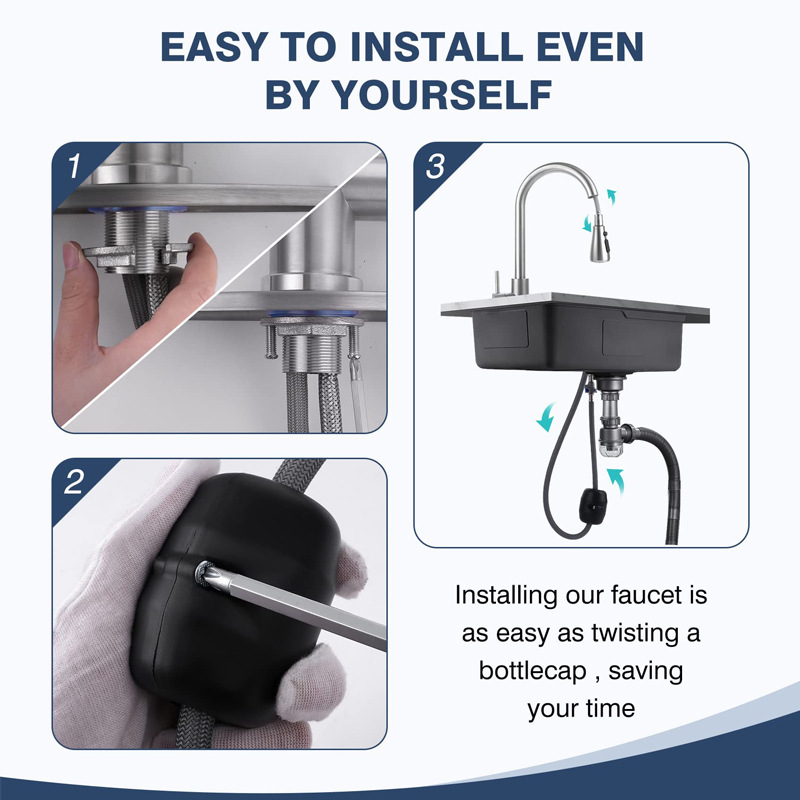 Cross-border pull-out faucet, kitchen cold and hot stainless steel telescopic rotating pull-out sink sink sink faucet undefined
