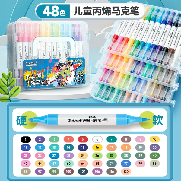 [Soft and hard double head] 48 -color hand -lifting box/impervious color can be stacked