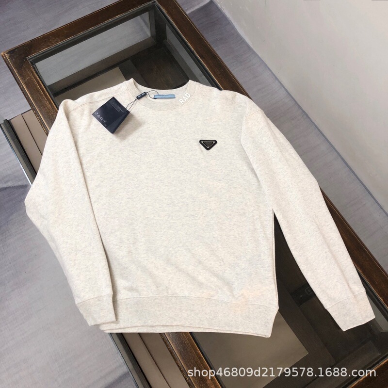 Trendy High-End Version P Brand Autumn and Winter Classic Logo Triangle Casual Versatile Long-Sleeve Couple Sweatshirt for Men and Women Trendy High-End Version P Brand Autumn and Winter Classic Logo Triangle Casual Versatile Long-Sleeve Couple Sweatshirt for Men and Women