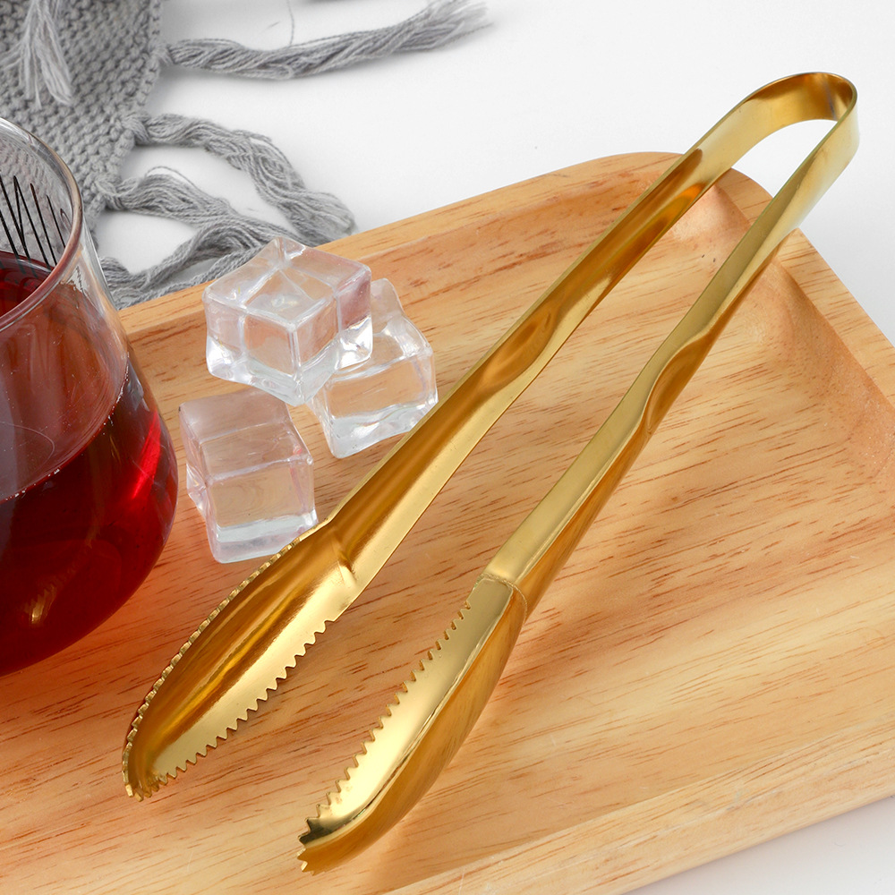 Ice Clip Stainless Steel Food Clip Buffet Clip Barbecue Clip Household Toothed Food Clip Groove Handle Ice Pliers