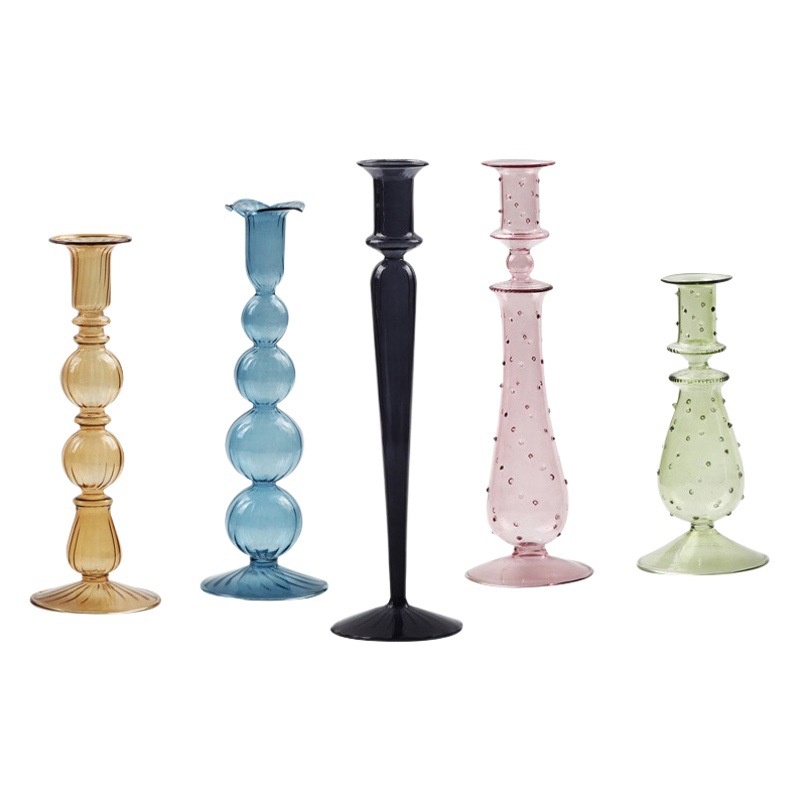 Candelabro decoración vidrio fiesta familiar con velas cena mobiliario fábrica suministro