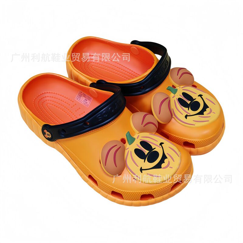 Mickey Pumpkin Halloween Collaboration Clogs Unisex Beach Shoes Outdoor Slippers Sandals Wholesale