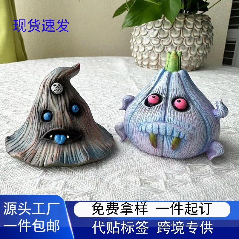 越境創意個性樹脂かわいい幽霊帽子家庭玄関デスクトップ装飾吸血鬼ニンニク置物|undefined