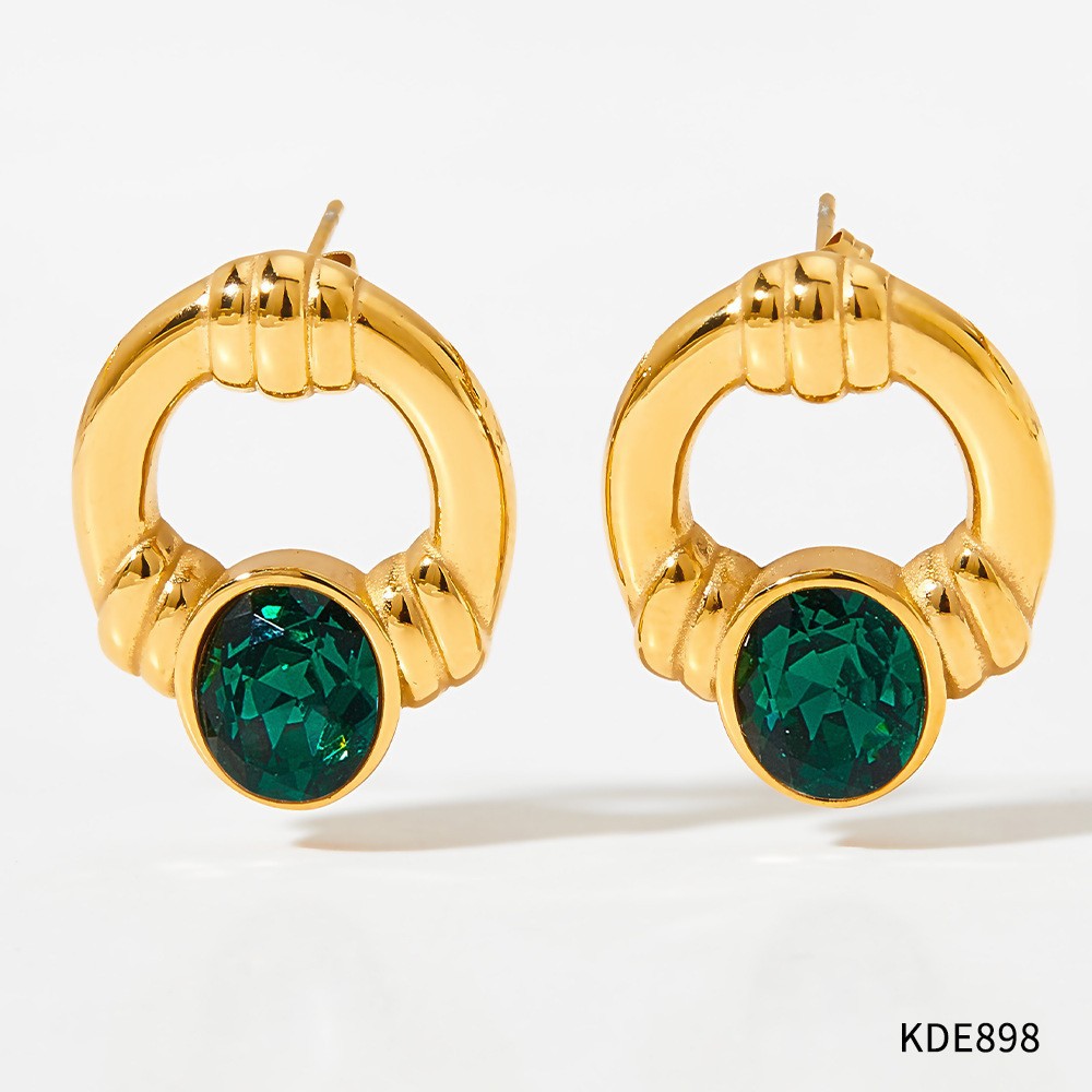 Fashion Round Heart Shape Butterfly Titanium Steel Inlay Rhinestones Earrings Necklace