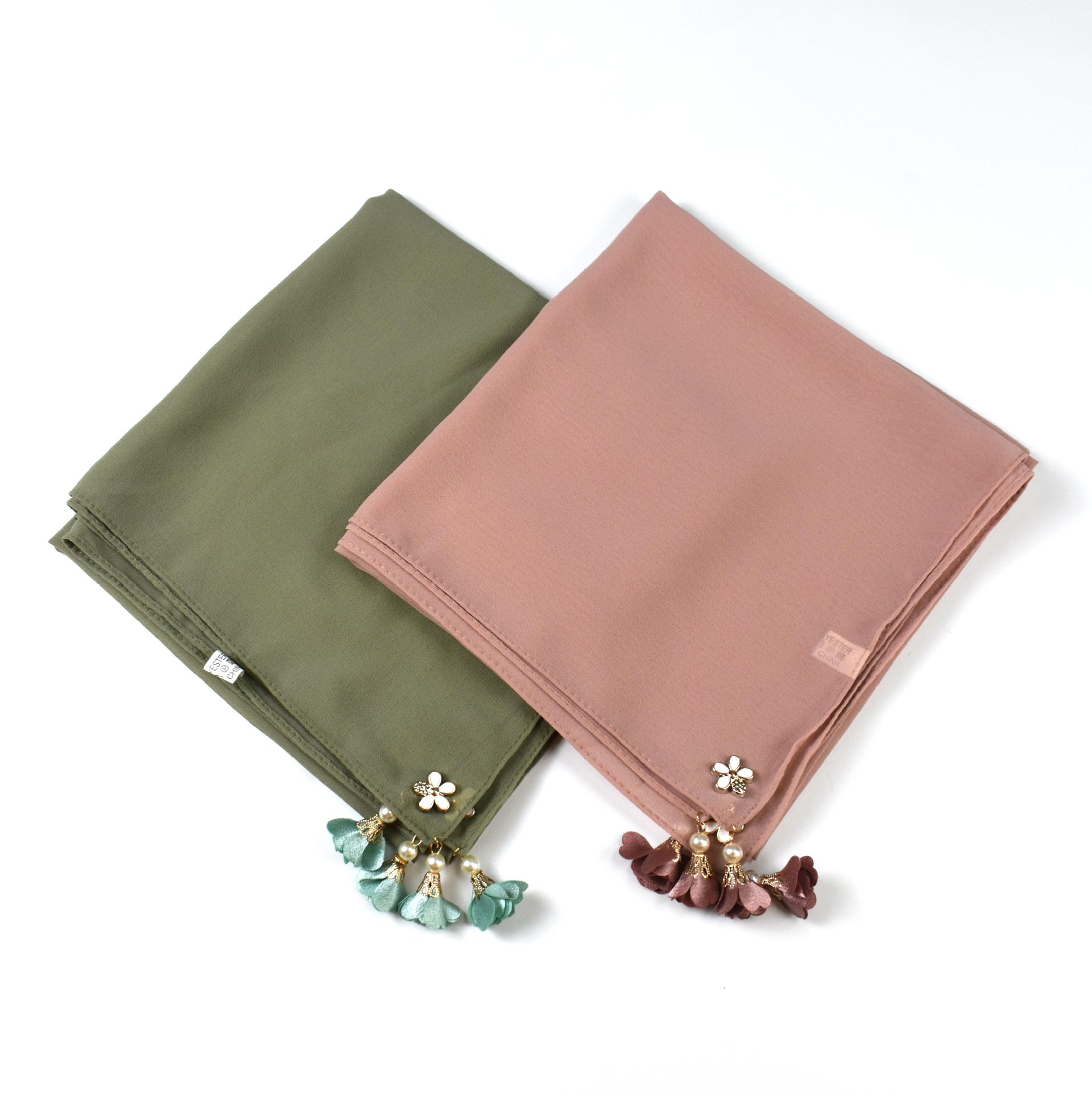MH030 Pearl Chiffon Square Hijab Scarf from Mariam's Collection1