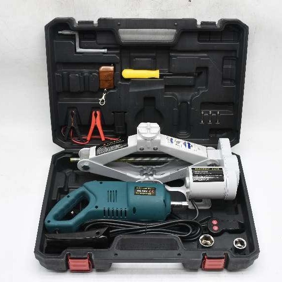 Gato de tijera manual 12V2T/3T, juego de llaves eléctricas de gato eléctrico de acero engrosado portátil que ahorra mano de obra