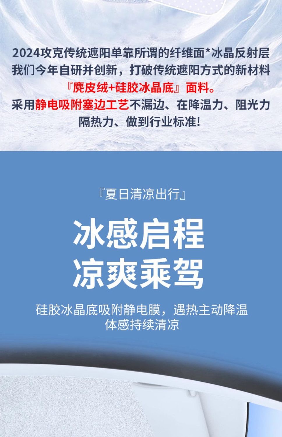 Suitable for Tesla's New Version of Model Y/3, Suede Silicone Electrostatic Adsorption Sunshade and Roof Curtain