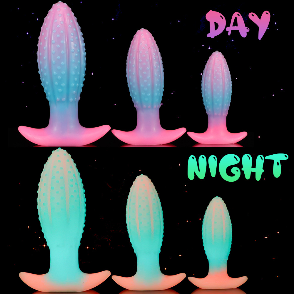 Color fluorescente luminoso Bola de cactus Silicona Anal plug SM back Court anal dilatador del sexo consolador suministros la vela