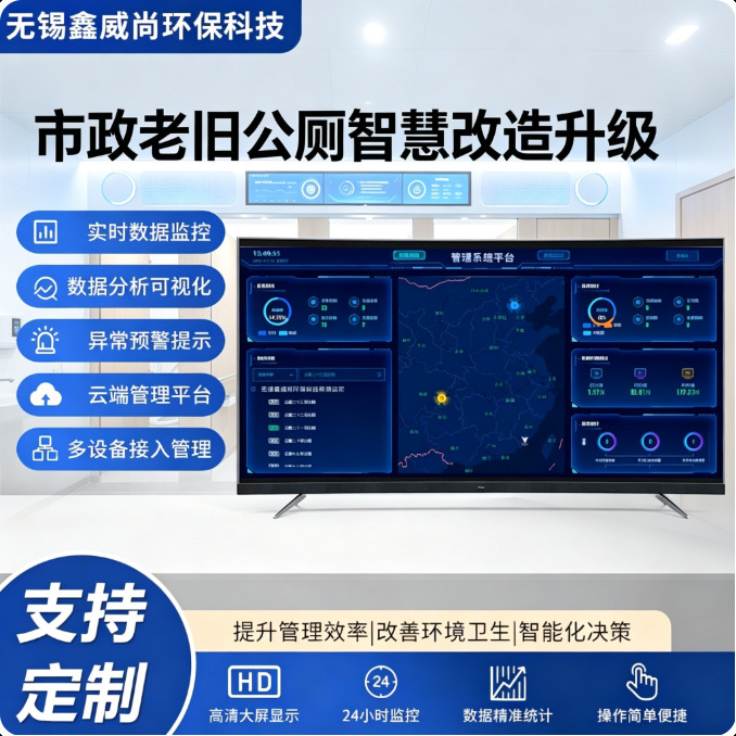 Smart upgrades for old municipal public restrooms, including odor removal, alarm systems, and passenger flow statistics, for streets, parks, and schools Smart upgrades for old municipal public restrooms, including odor removal, alarm systems, and passenger flow statistics, for streets, parks, and schools