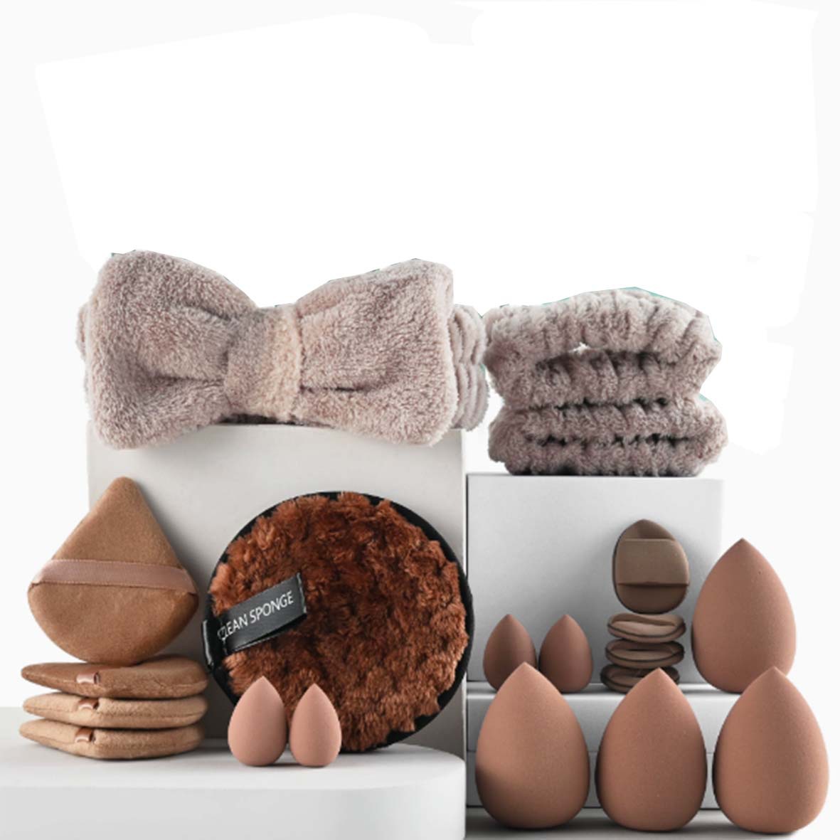 20 piezas de maquillaje huevo polvo de maquillaje combinación de maquillaje correa de cabello polvo de maquillaje huevo herramientas de maquillaje triangular esponja polvo de maquillaje