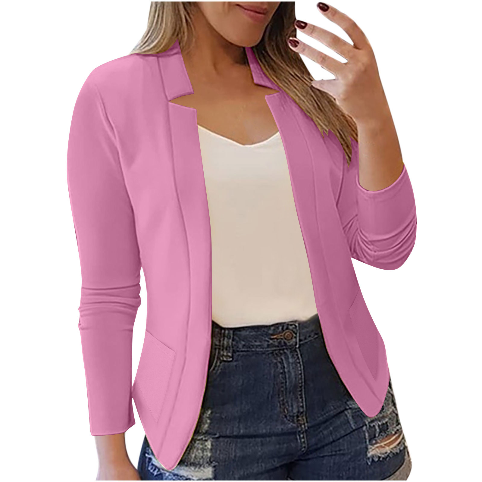 Casual Professional Blazer Jacket For Women In Solid Colour_voghion.com