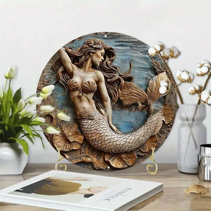 Трансграничные горячие продажи акриловая русалка печать круглых гирлянд для подписания праздничных подарков русалка тема украшения