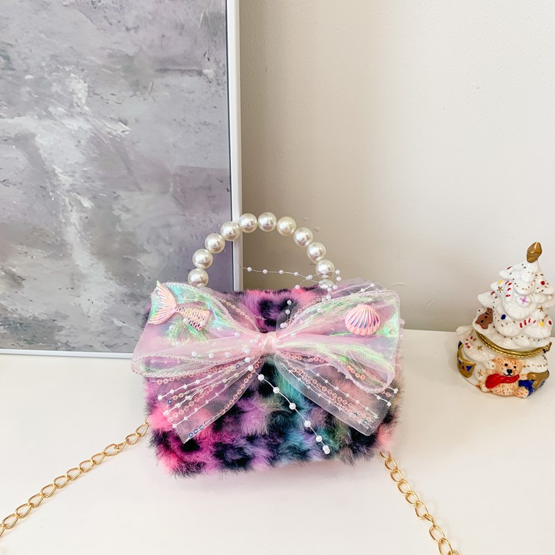 Otoño e invierno nuevo bolso de peluche para niños bolso de perla para niños bolso de mano cadena de moda coreana bolso de hombro para hombres y mujeres