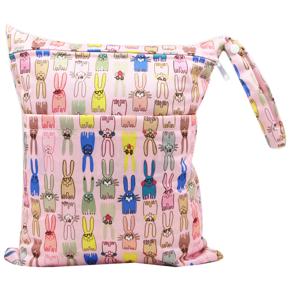 Bolsa de pañales Asenappy Impresión digital bebé doble cremallera impresión impermeable bolsa de pañales aplicación económica