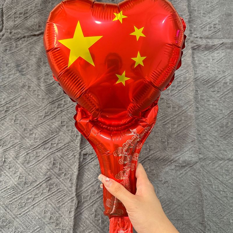 建国記念日 手首用五芒星風船 赤旗 ハート型応援棒 ハンドヘルドバルーン ハート型アルミホイル風船|undefined