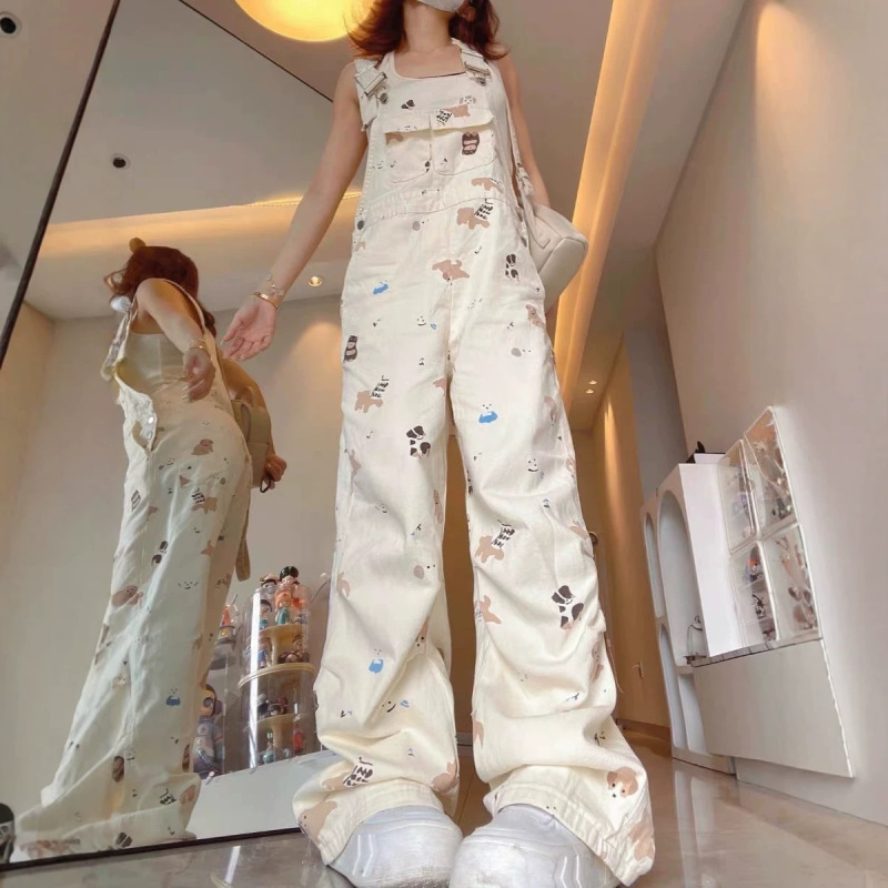 French-Style Retro Denim Overalls for Women, 2026 Summer New Cute Youthful Vibe Slimming Straight-Leg Jumpsuit
