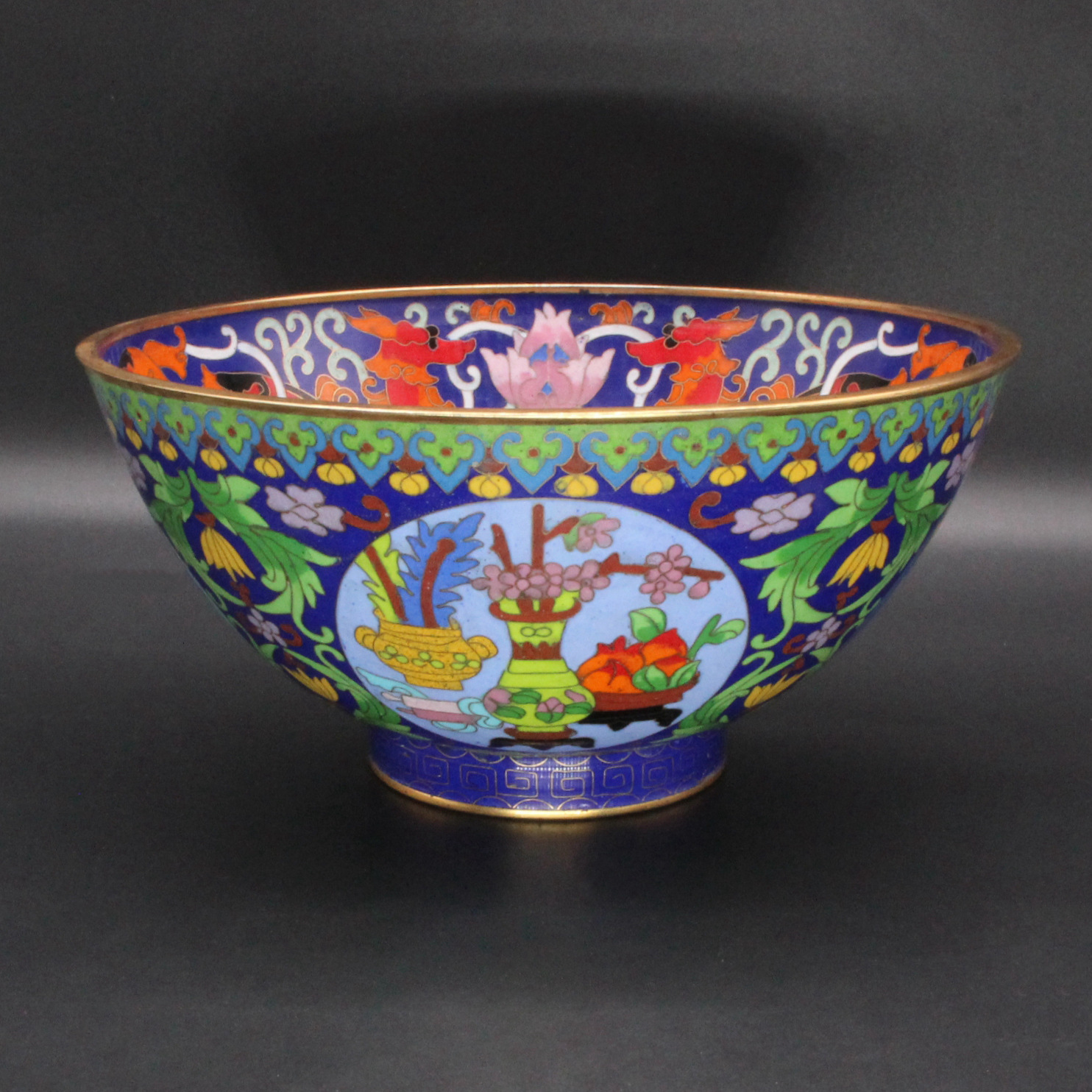 景泰蓝八吉祥供碗佛具法器传统铜胎掐丝珐琅磨光8寸圆口碗