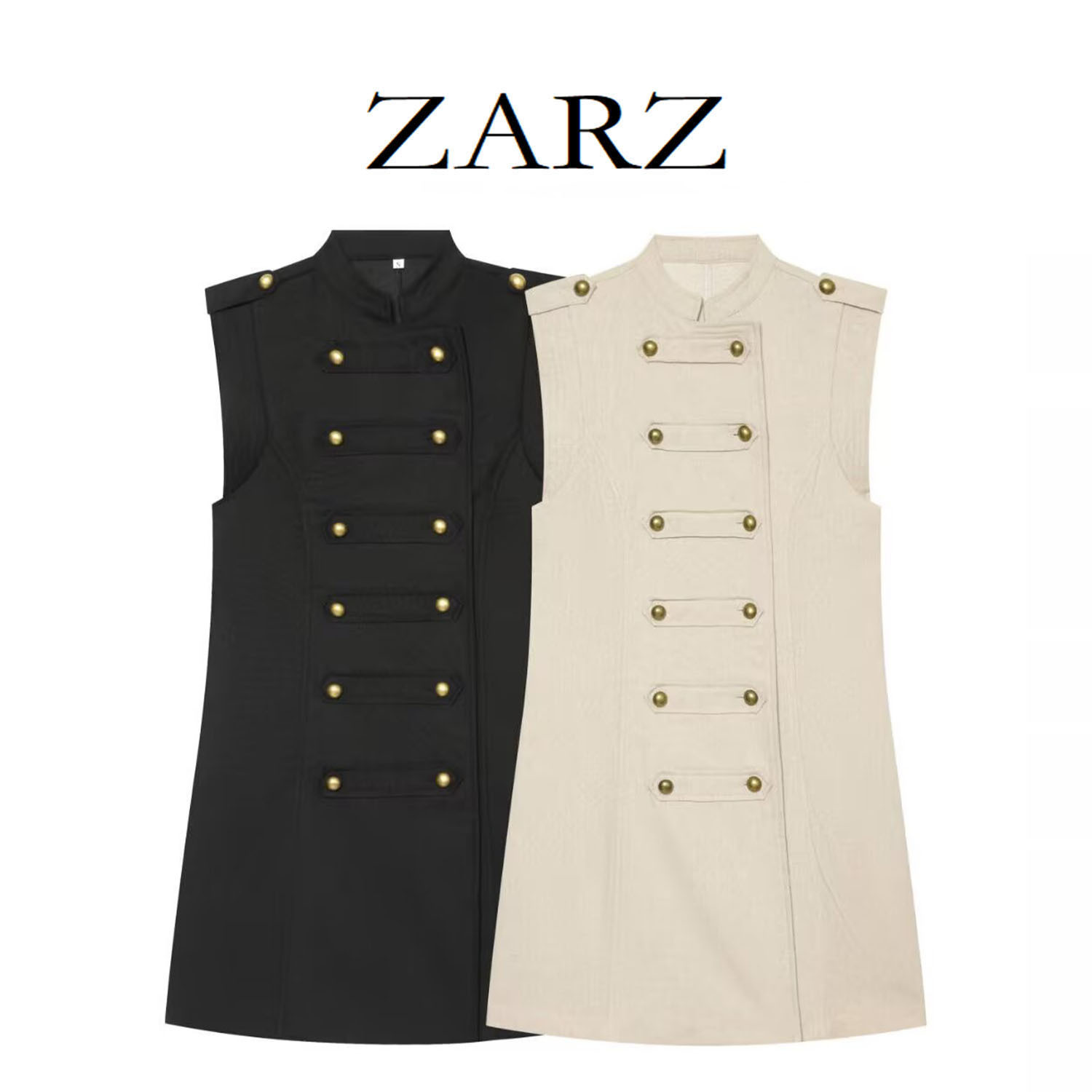 Zarz Kətan Mini Paltar Düyməli