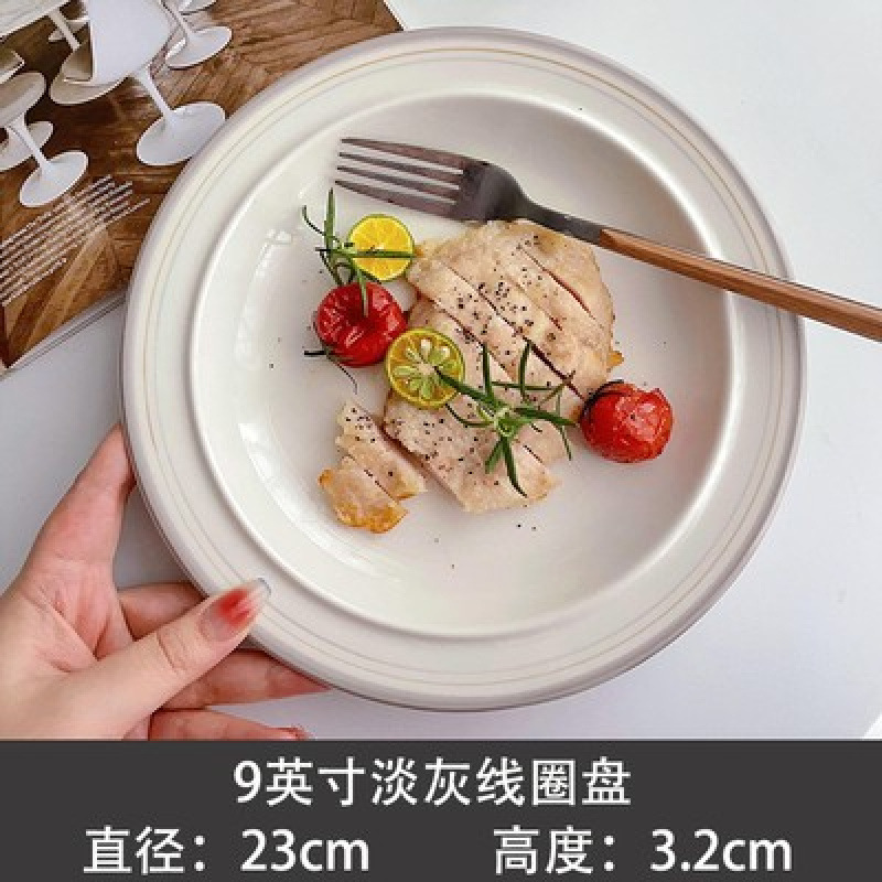 セラミック卸売ディナープレート朝食プレートセラミックウォームウッドハートフォトポーズスタイルホームクリームカラーディッシュプレート|undefined