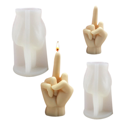 Gesture candle mold diy Guanyin hand aromatherapy plaster vertical middle finger glue ornament finger cake silicone mold