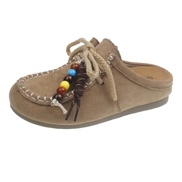Zapatillas con falda y mitad de cabeza, zapatos de botellas de suela gruesa para mujeres, otoño de 2026, nuevos zapatos de un solo pie de calzado.