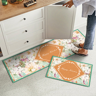 Cross-border American Modern Kitchen Mat Entrance Door Mat Fresh Flower Water Absorbent Oil Absorbent Floor Mat Rubbing Foot Mat