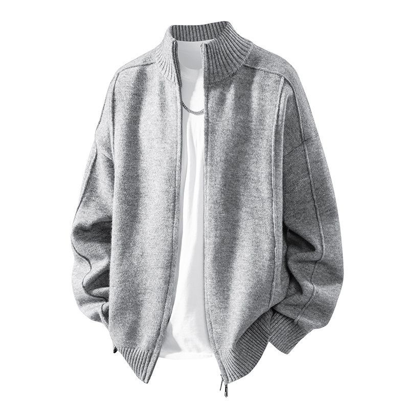 Oversized Men's Knit Cardigan – Breathable & Stretchable Open-Front Sweater With Textured Design (Shadow Black/Gray/Navy/Charcoal)_voghion.com