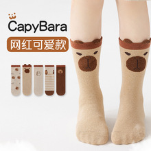 春夏新款中筒宝宝女童棉袜学生运动男童小腿诸暨a类无骨儿童袜子