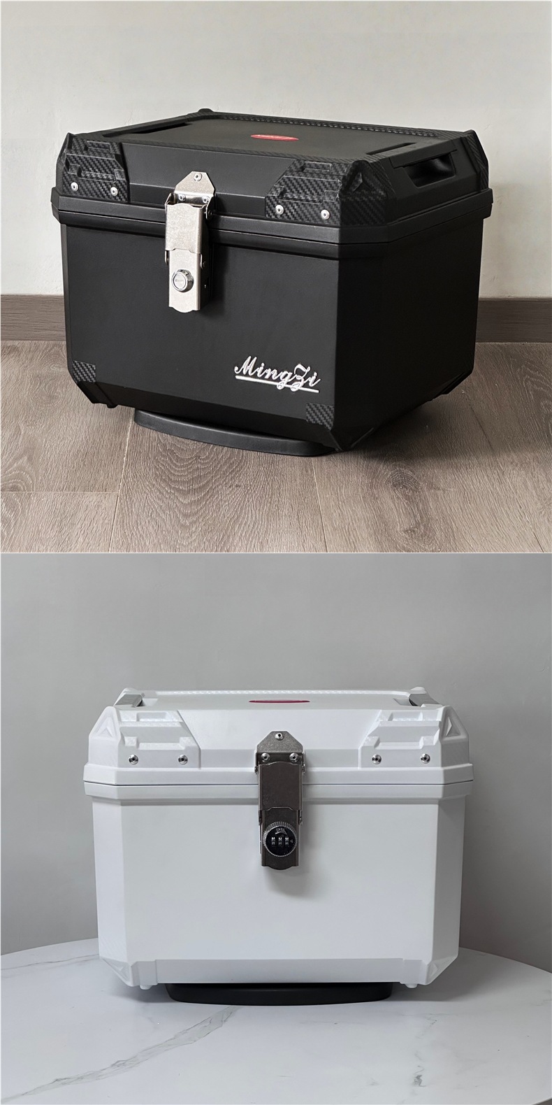 45L motorcycle tail box with a large capacity, suitable for electric scooters; a universal tail box storage container made of aluminum alloy