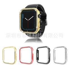 適用蘋果7代8代手錶殼單排鑲鑽iwatch7代保護殼PC鏤空新款保護套