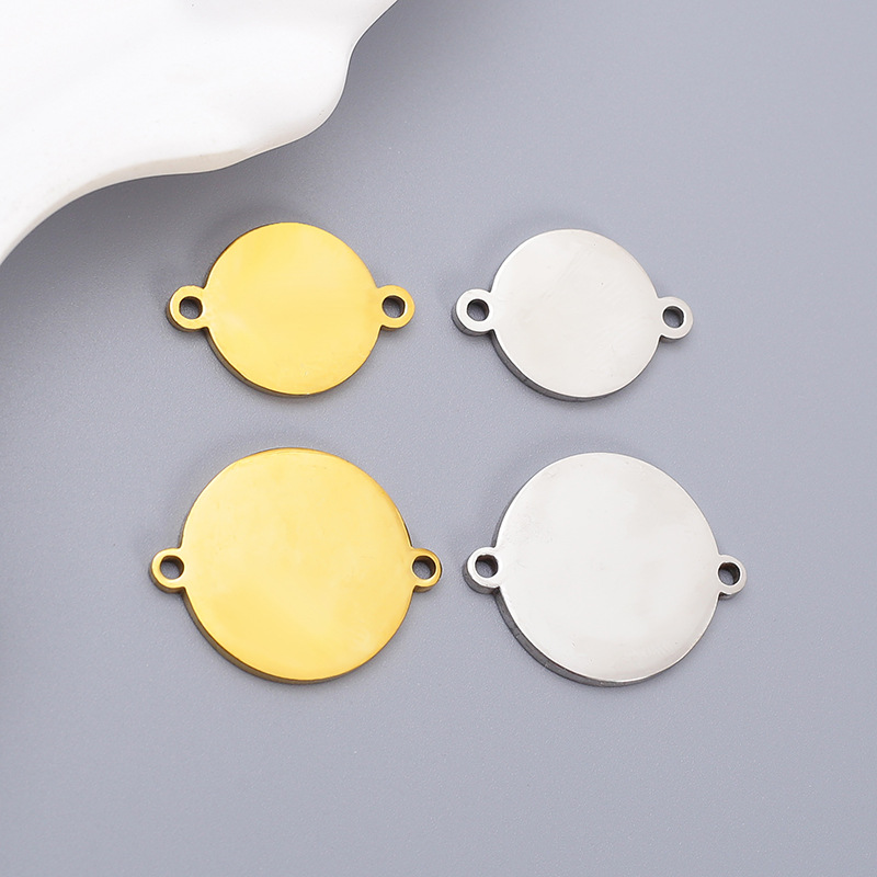 Hot-Selling Export Mirror Stainless Steel Round Tags, Jewelry Accessories, DIY Round Pieces with Outer Holes, Laser-Engraved Pendants