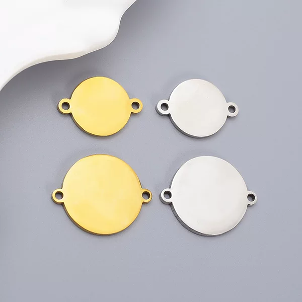 Hot-Selling Export Mirror Stainless Steel Round Tags, Jewelry Accessories, DIY Round Pieces with Outer Holes, Laser-Engraved Pendants
