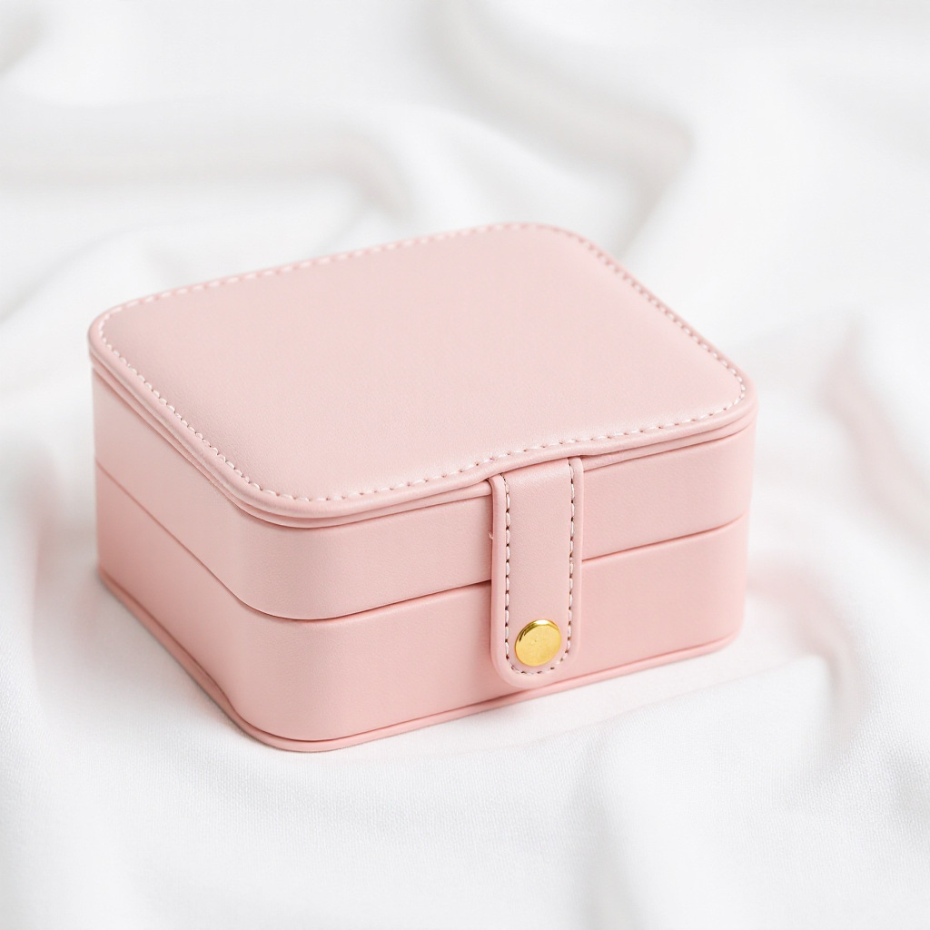 高级感便携方形双层首饰盒收纳项链珠宝盒精致pu皮革首饰包装盒