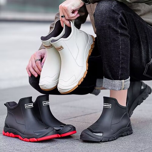 Water Boot Fishing Fashion Thick Camouflage Rain Boots Men's Short Tube Slip-Resistant Kitchen Water Shoes Rain Boots Waterproof Durable Rubber Shoes