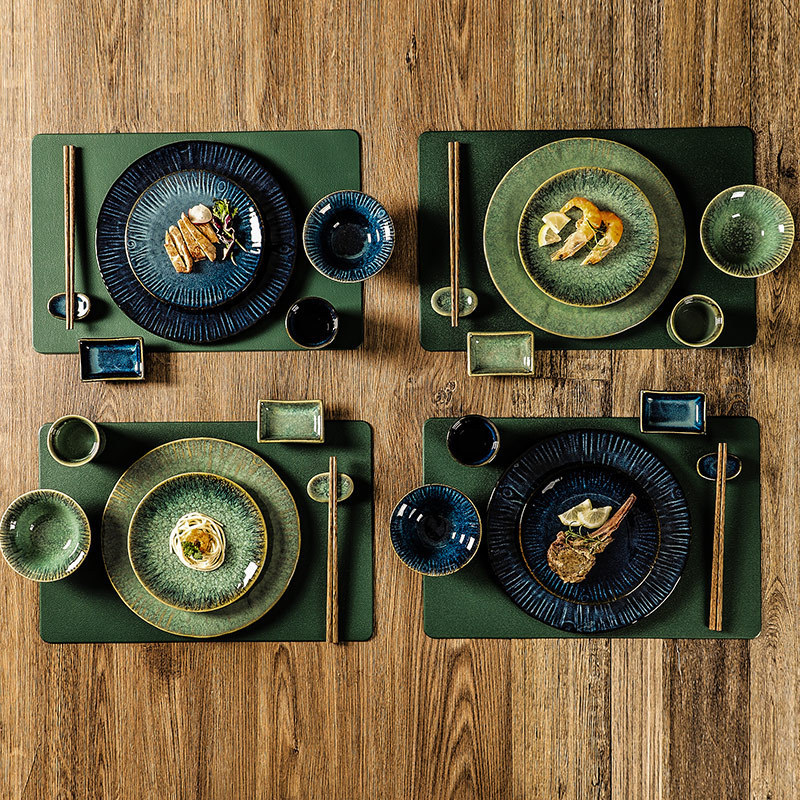 New Japanese-style kiln change tableware dormitory one-person food suit Model Room ceramic swing plate household Bowl plate combination New Japanese-style kiln change tableware dormitory one-person food suit Model Room ceramic swing plate household Bowl plate combination