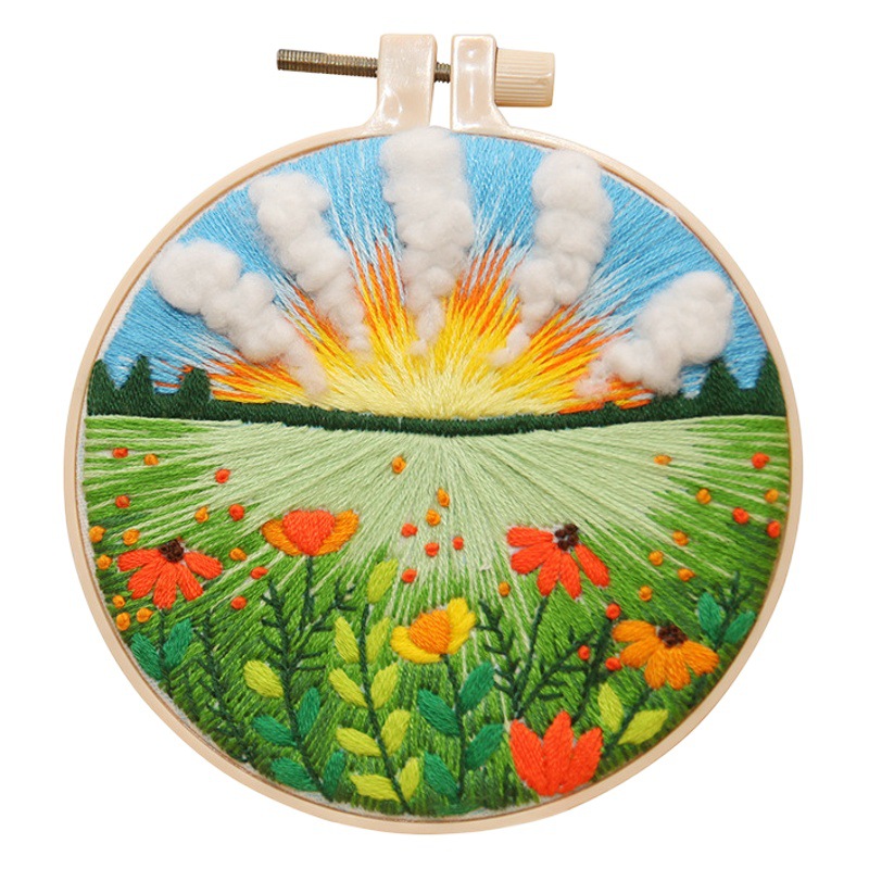 Paquete de material de bricolaje bordado a mano Pintura colgante de sala de estar Pintura de punto de cruz para principiantes Paquete de material de bricolaje hecho a mano para niños