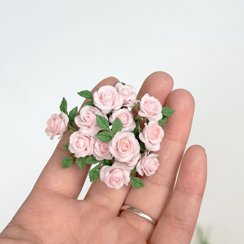 6 Points 12 Points Mini Rose Model Miniature Scene Ornaments Doll House Home Accessories Pocket Small Flowers