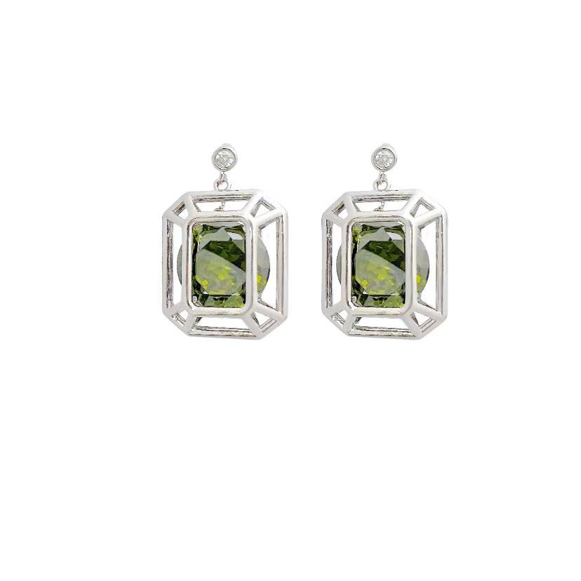 1 Pair Retro Roman Style Geometric Plating Inlay Copper Zircon Drop Earrings display picture 5