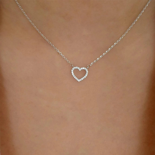 Eurasian Cross-Border New Diamond Heart Lockchain Creative Retro Simple Full Diamond Ring Butterfly Pendant Necklace for Women