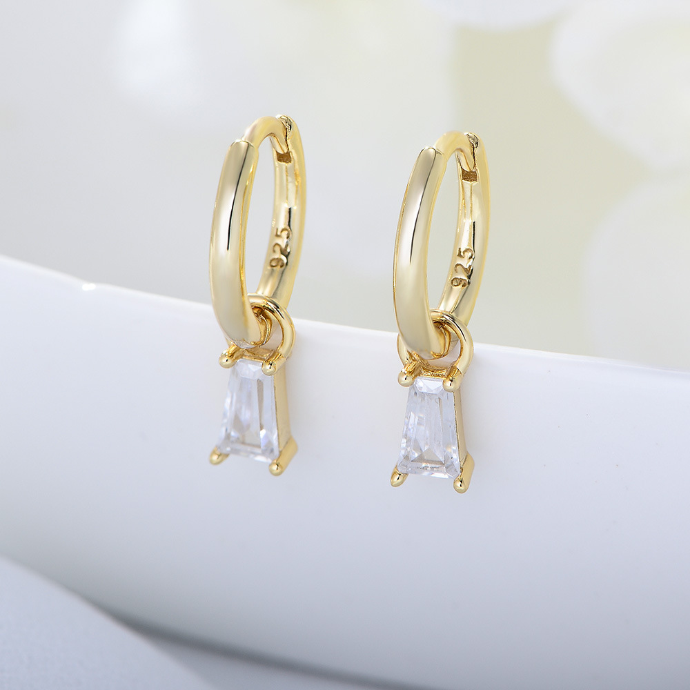 1 Pair Quantity 1 Pair 925 Sterling Silver Zircon Geometric Dangling Earrings