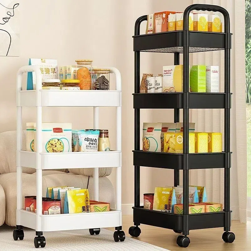 Trolley Storage Rack Kitchen Bedroom Floor-Standing Multi-Layer Snack Rack Household Removable Baby Product Storage Rack