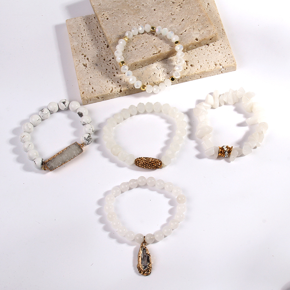 113g Weight Natural Stone Pendant Material Bracelets Classification Natural Stone Chain Material Beaded Chain Chain Type 1 Piece Quantity Holiday, Tea Party Occasion natural stone Material Geometric Pattern Women's Gender Vacation Style Vacation Geometric Natural Stone Beaded Chain Bracelets In Bulk 13