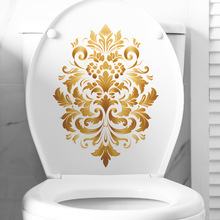 新款fun-m61外贸创意复古花纹马桶贴浴室卫生间美化墙贴纸批发